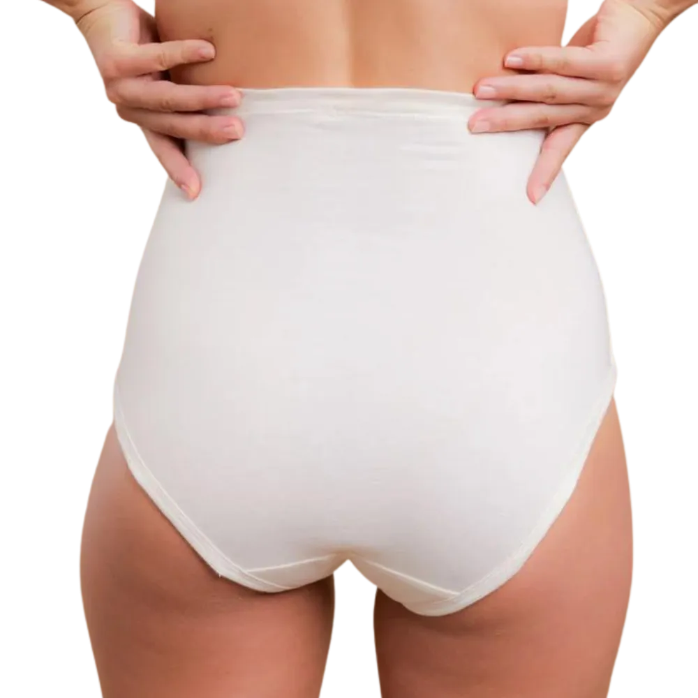 100% Organic Cotton Women's Drawstring Elastic Free Panties - High Waisted Cotton Brief Panties - 2 Pack