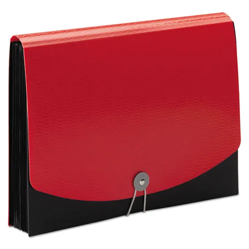 12-pocket Poly Expanding File, 0.88" Expansion, 12 Sections, 1-6-cut Tab, Letter Size, Black-red