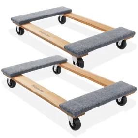 18" x 30" Furniture Moving Dolly, 2-Pack, Hardwood with Swivel Casters