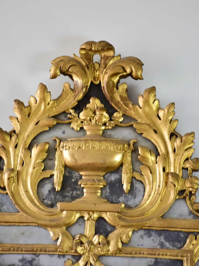 18th Century French Provincial parclose mirror - gilt with pediment 60¼" x 20¾"