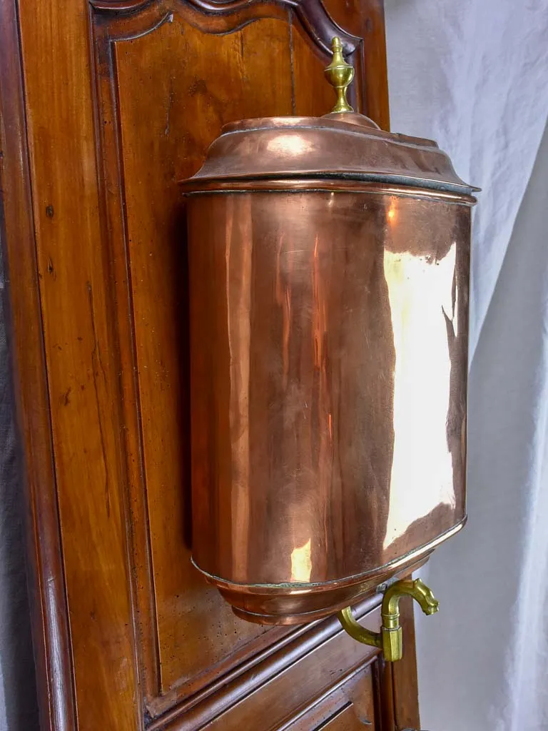 18th Century mounted copper basin on walnut panel