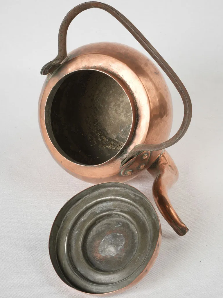 19th-century French copper kettle w/ stepped lid