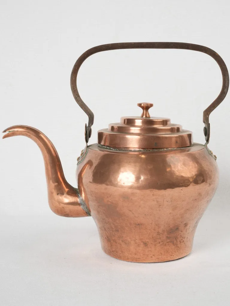 19th-century French copper kettle w/ stepped lid