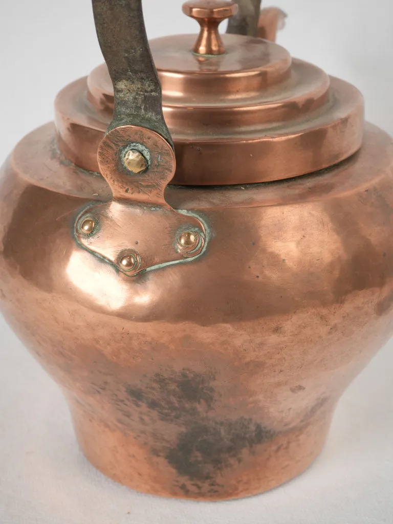 19th-century French copper kettle w/ stepped lid