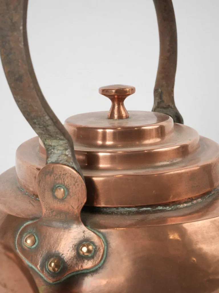 19th-century French copper kettle w/ stepped lid