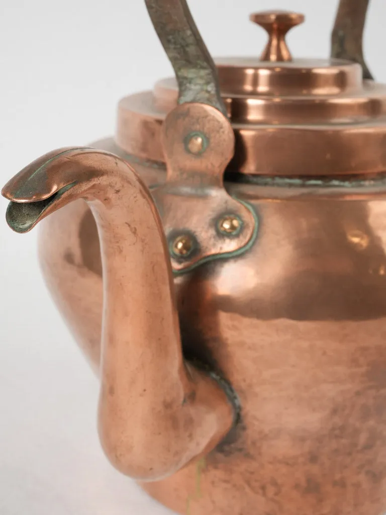 19th-century French copper kettle w/ stepped lid