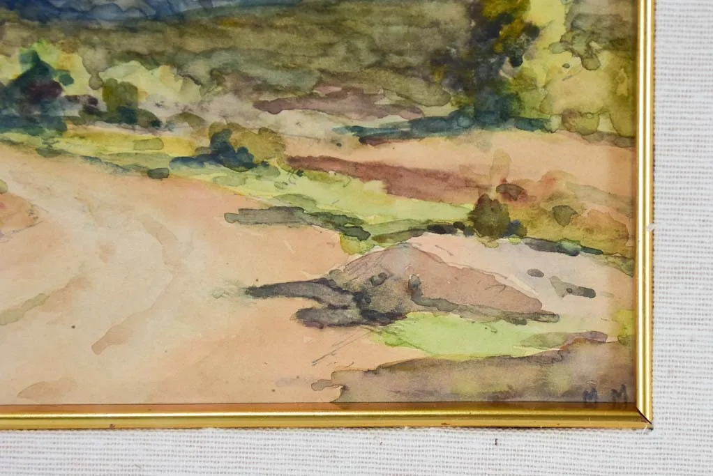 19th century watercolor landscape - signed M.M - Maurice Molinetti (1894-1950) 9¾" x 13"