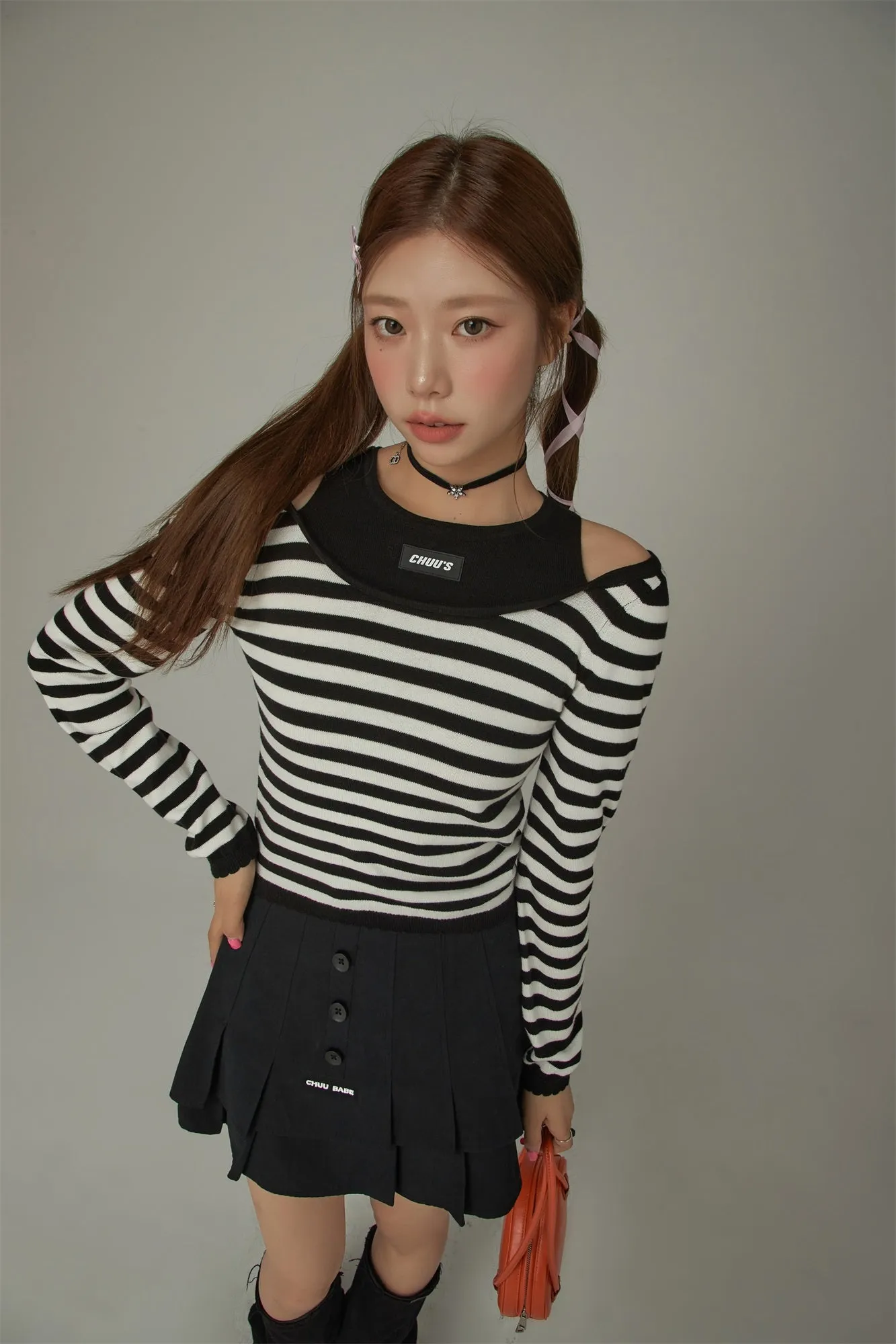 2-Layer Stripe Long Sleeves Top