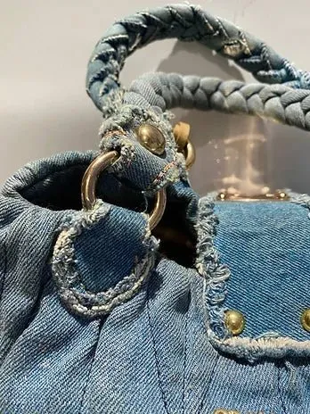 2000s miu miu WASHED OUT DENIM MATELASSE shoulder BAG