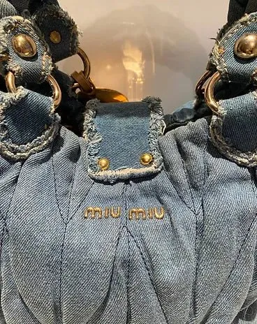 2000s miu miu WASHED OUT DENIM MATELASSE shoulder BAG