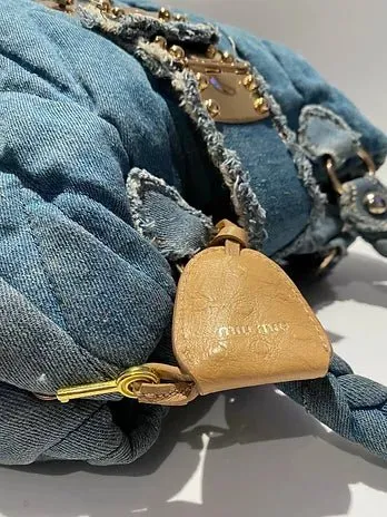 2000s miu miu WASHED OUT DENIM MATELASSE shoulder BAG