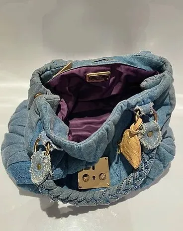 2000s miu miu WASHED OUT DENIM MATELASSE shoulder BAG