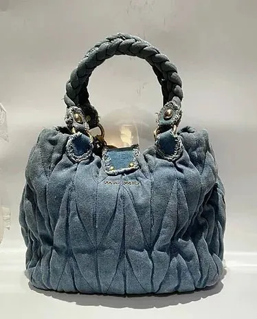 2000s miu miu WASHED OUT DENIM MATELASSE shoulder BAG