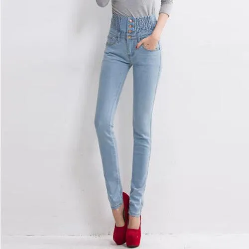 2016 Jeans Womens High Waist Elastic Skinny Denim Long Pencil Pants Plus Size 40 Woman Jeans Camisa Feminina Lady Fat Trousers