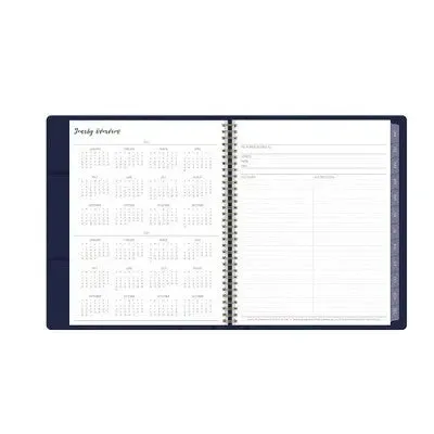 2023 Planner 8.5"x11" Weekly/Monthly Faux Leather Wirebound Navy - Ivory Paper Co