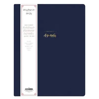 2023 Planner 8.5"x11" Weekly/Monthly Faux Leather Wirebound Navy - Ivory Paper Co