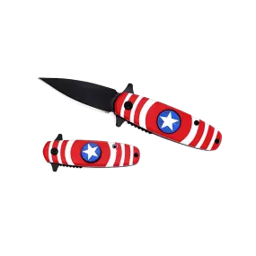 5.25" Overall Spring Assisted Knife with Red & Blue Spinner Function