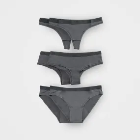 6 Pack Women's Charcoal Underwear - Bikini, Hipster, Thong | TENCEL™