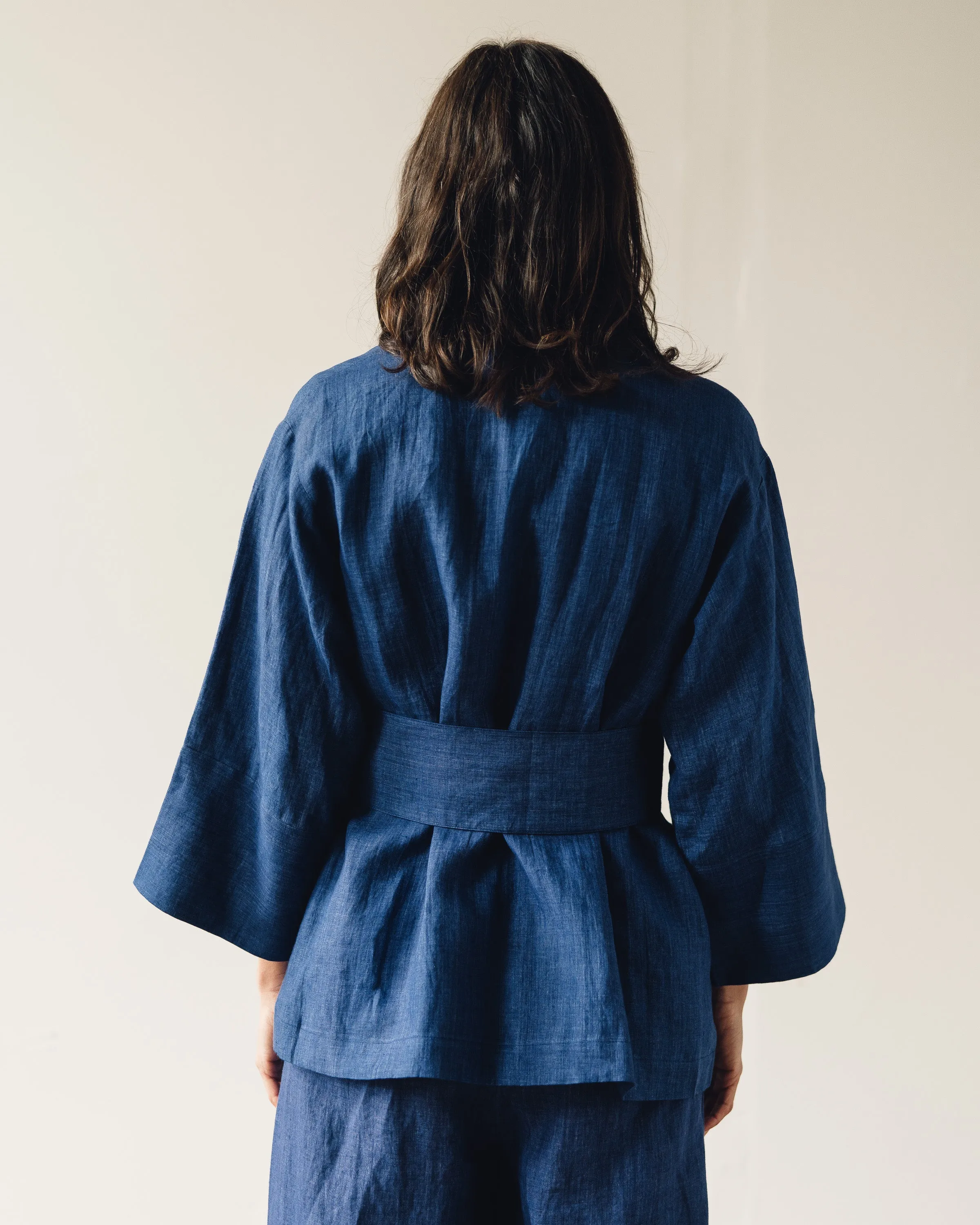 7115 Linen Kimono Jacket, Indigo