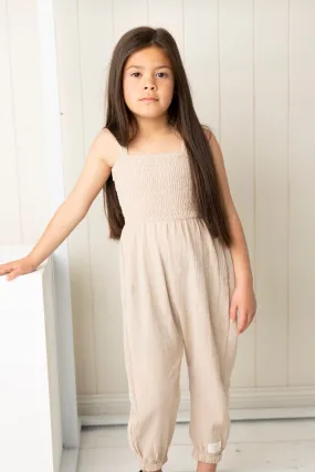 Amanie Overall with Ruching - Beige