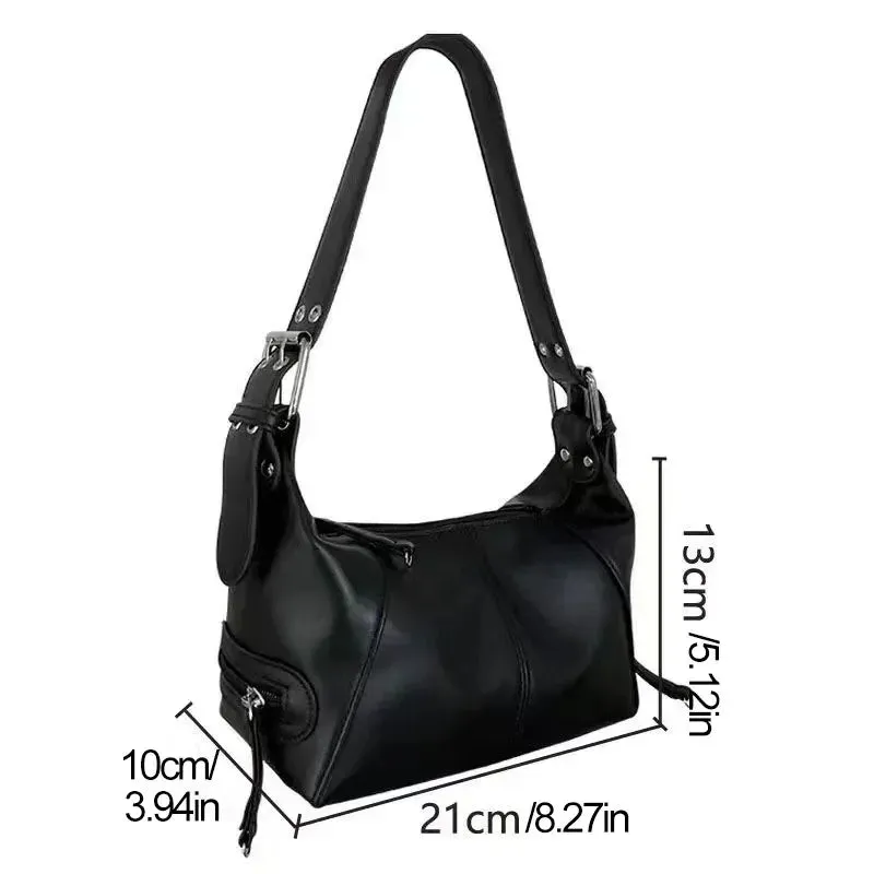 Amozae-Y2K Style Shoulder Bag For Women Trendy Motorcycle Handbag Minimalist Shoulder Purse For Girls Street Wear