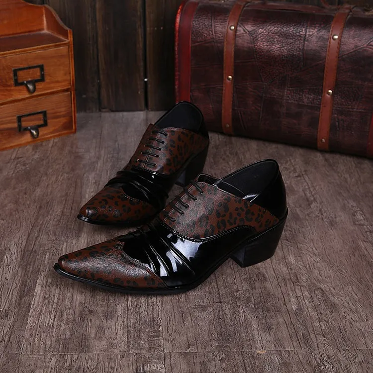 Animal Pattern Two Tones Pointed Men Oxfords