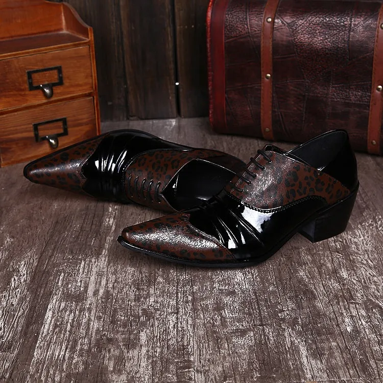 Animal Pattern Two Tones Pointed Men Oxfords