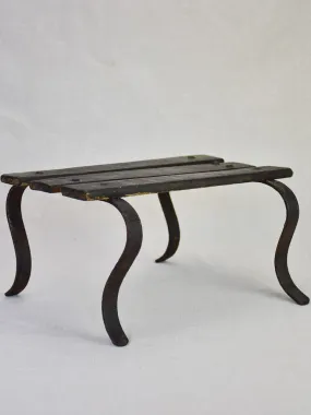 Antique French footstool - iron and wood