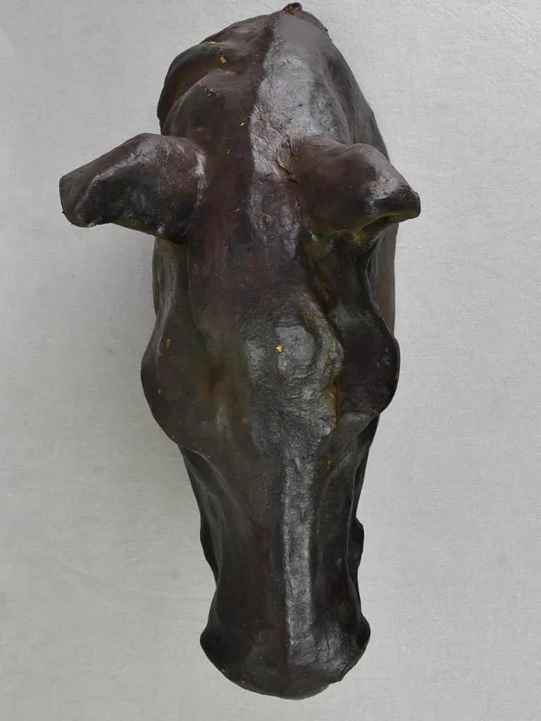 Antique French papier mâché sculpture of a horse head 28"