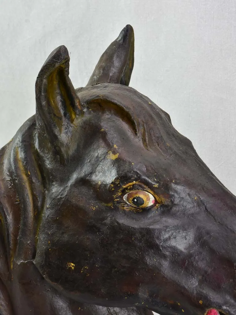 Antique French papier mâché sculpture of a horse head 28"