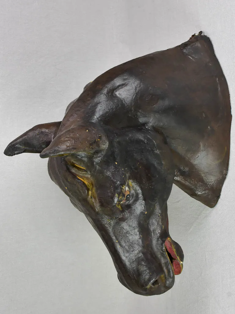 Antique French papier mâché sculpture of a horse head 28"