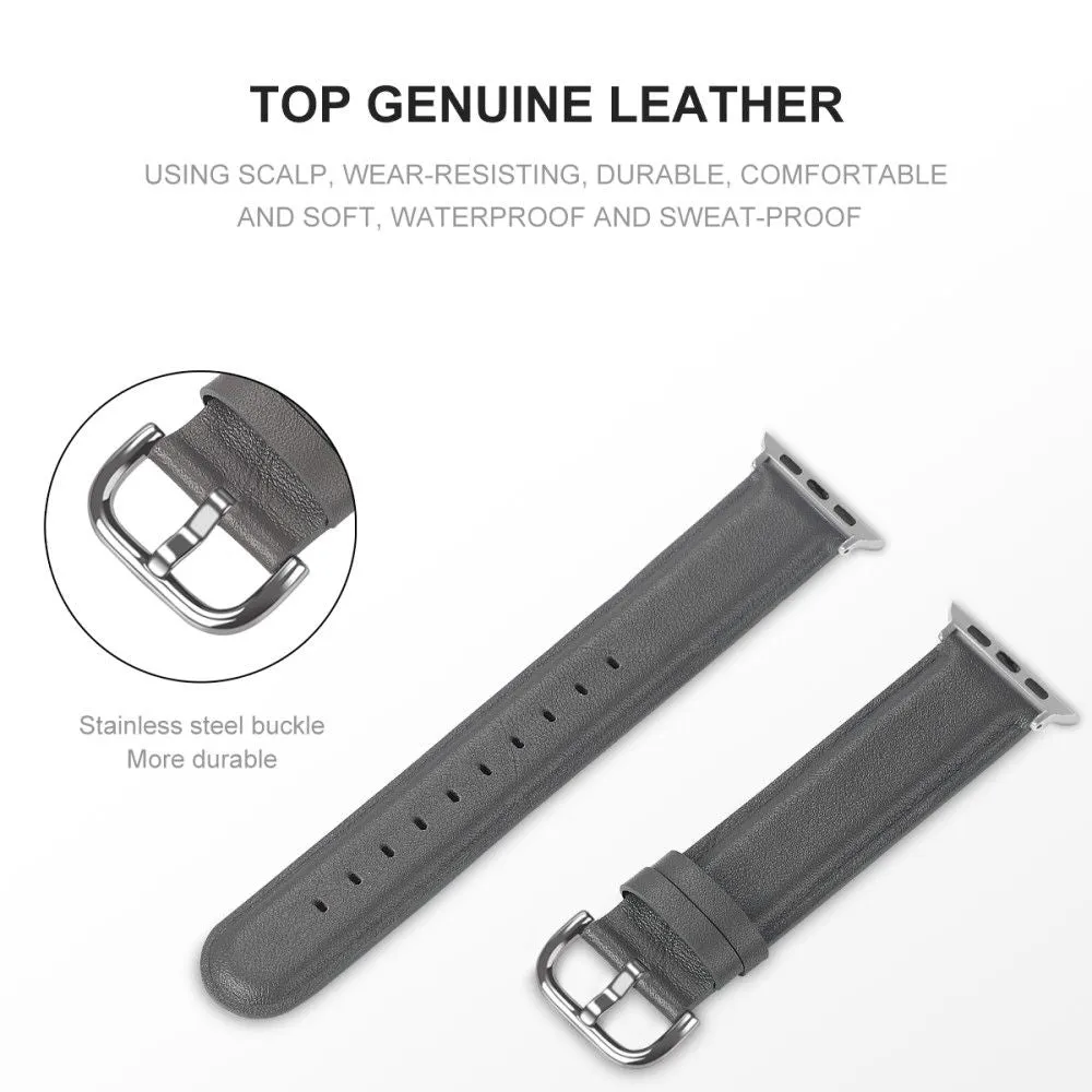 Apple Watch (45mm) cowhide genuine leather watch strap - Grey