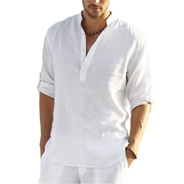 Ashore Vacation Shop 2022 New Mens Casual Blouse Cotton Linen Shirt