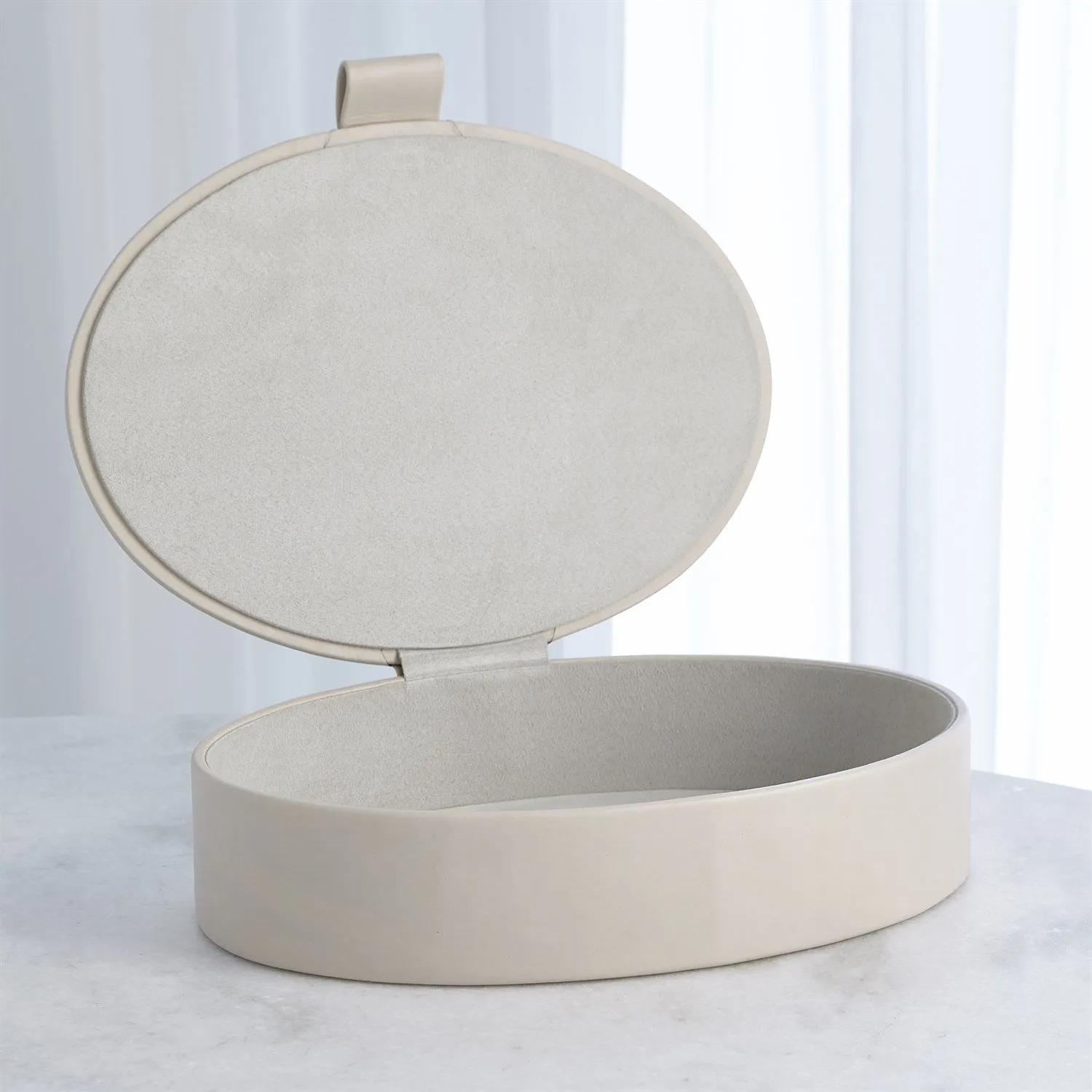 Barbara Barry Signature Oval Leather Box - Mist