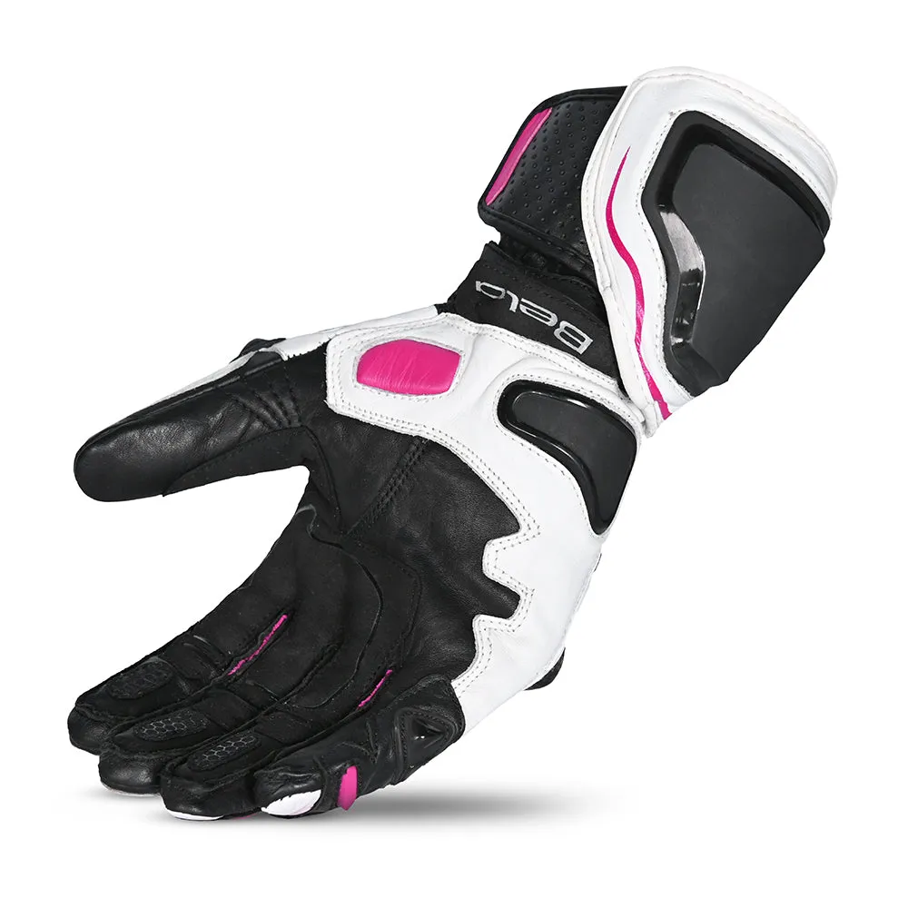 BELA Venom RS Lady Motorbike Racing Gloves Ladies White Black Pink