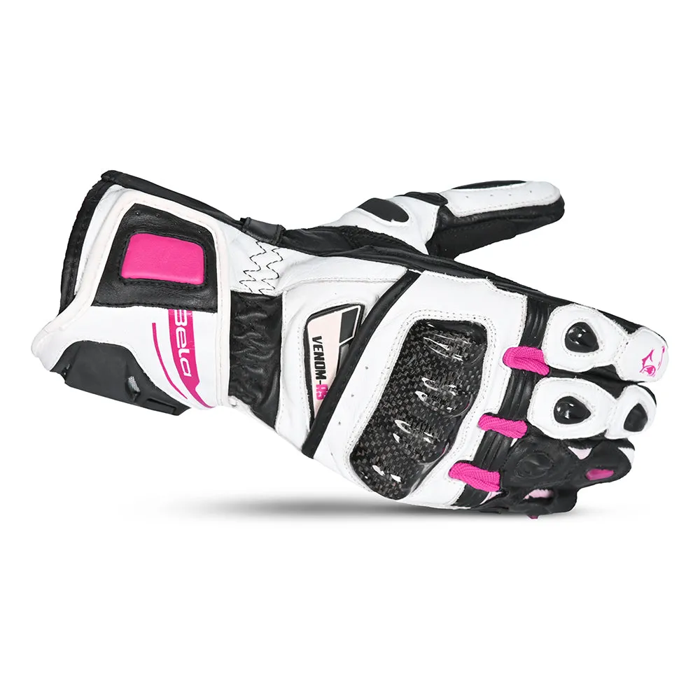 BELA Venom RS Lady Motorbike Racing Gloves Ladies White Black Pink