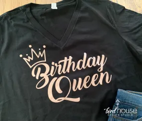 Birthday Queen Crown Shirt, Cute Custom Tee, Any Color Matte or Glitter