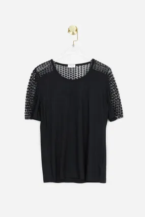 Black Shirt with Knitted Details