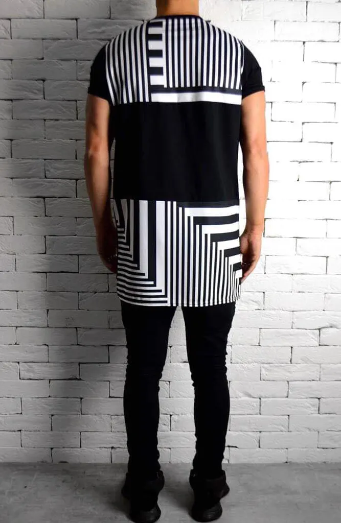 Block Sublimation T-Shirt - Black and Stripe