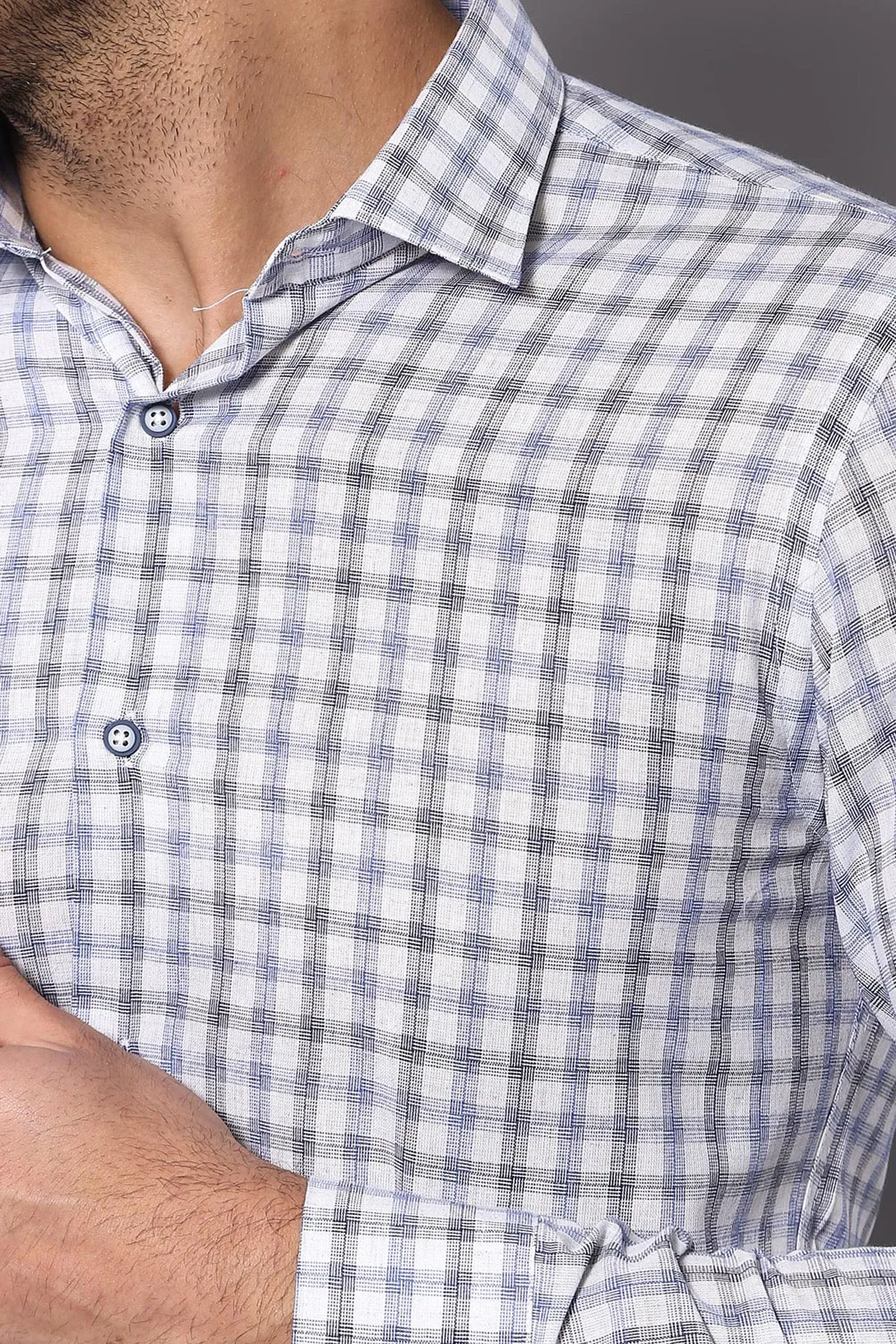 Blue Slim Fit Check Shirt - Wessi