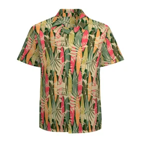 Boho Green Hawaiian Shirt for Men | Tiki Tropical Style | 70s Floral Hippie Clothing