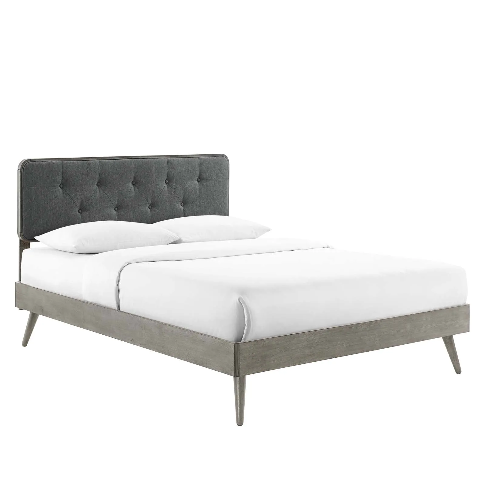 Bridgette Wood Platform Bed With Splayed Legs