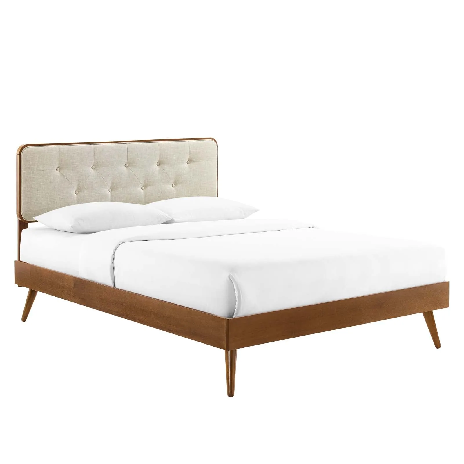 Bridgette Wood Platform Bed With Splayed Legs