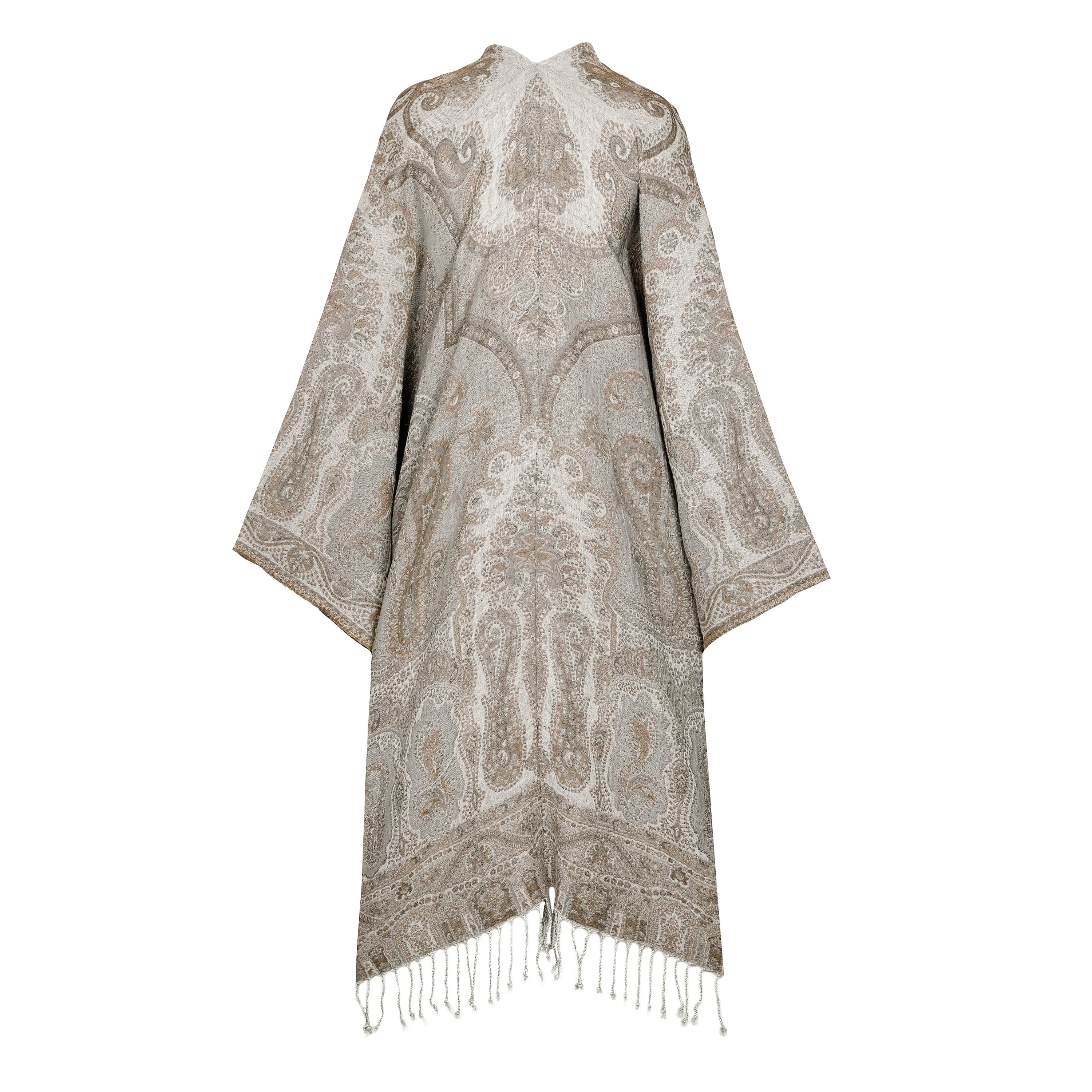 Brunellino Paisley Boiled Wool Kimono Coat Reversible