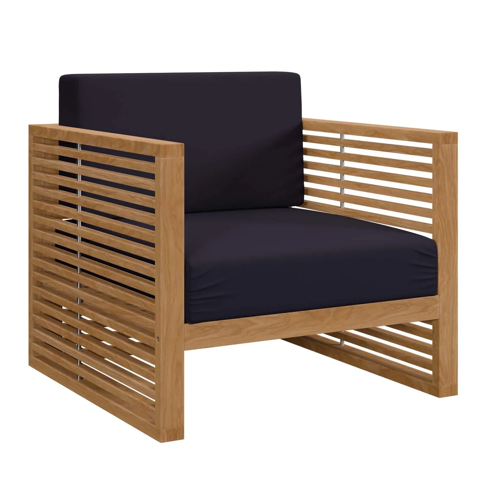 Carlsbad 3-Piece Teak Wood Outdoor Patio Set Natural Navy EEI-5837-NAT-NAV