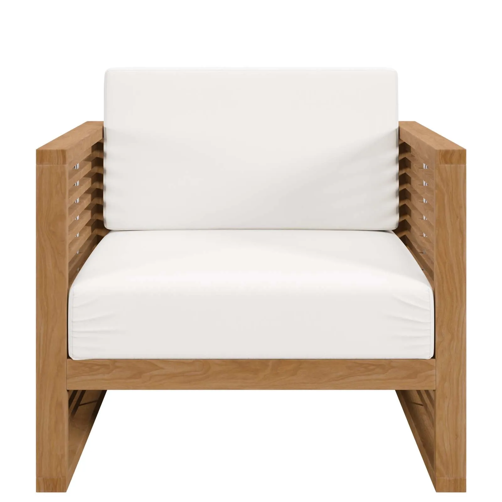 Carlsbad 3-Piece Teak Wood Outdoor Patio Set Natural White EEI-5837-NAT-WHI