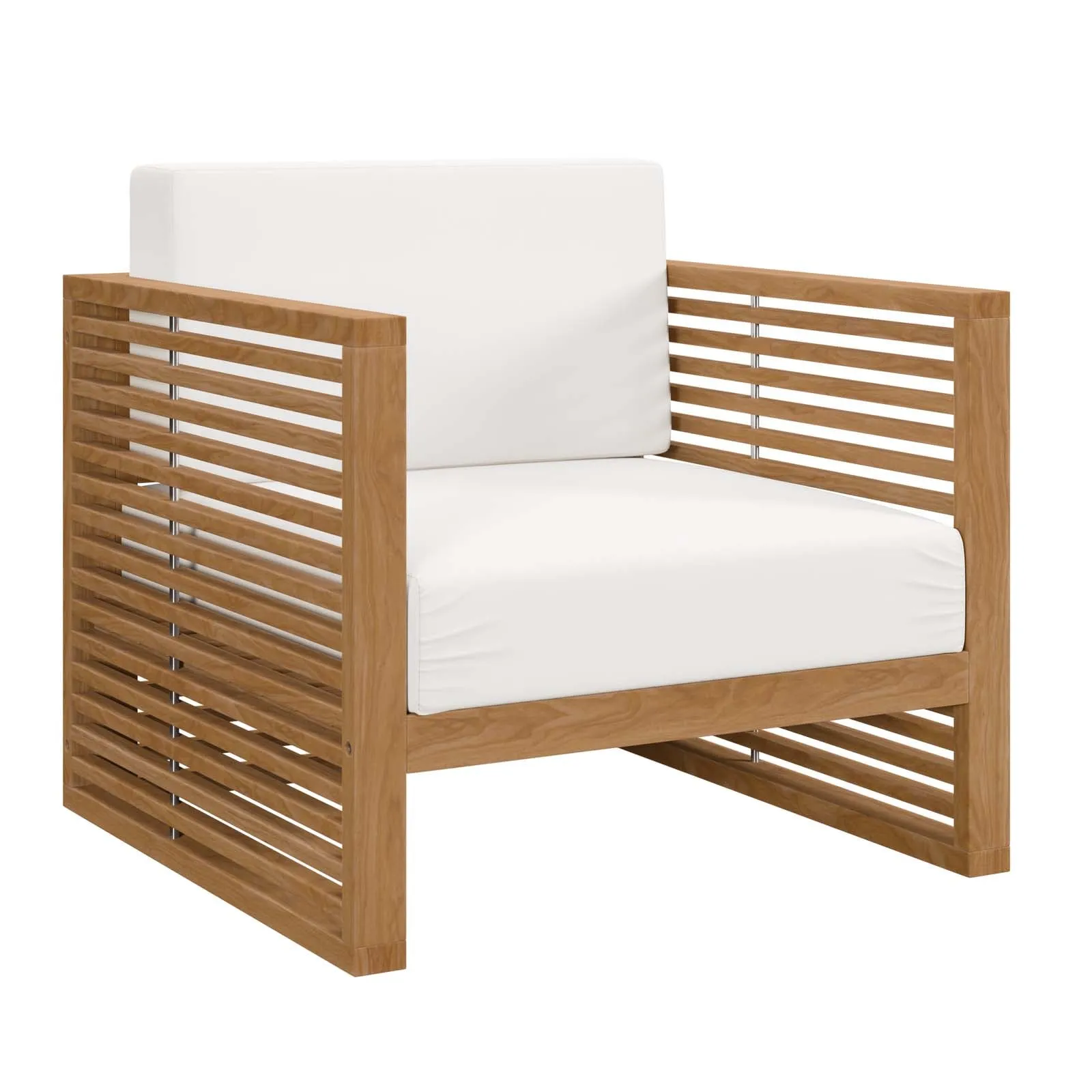 Carlsbad 3-Piece Teak Wood Outdoor Patio Set Natural White EEI-5838-NAT-WHI