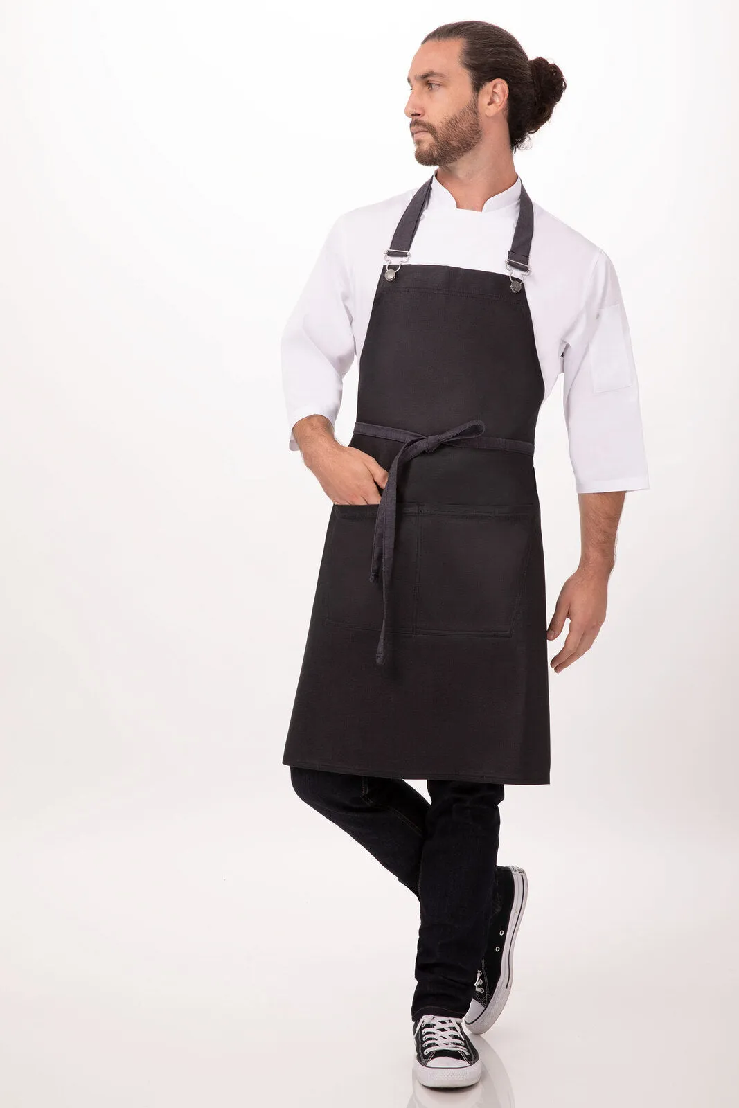 Chef Works Boulder Bib Apron- Purple Black