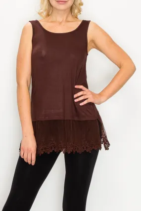 Chocolate Lace Layer Sleeveless Top