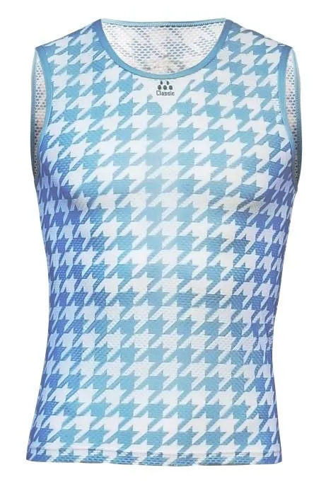 Classic Cycling Base Layer Blue Houndstooth